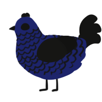 A navy and black chicken with a lace pattern