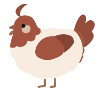 A cream and russet chicken with a head pattern