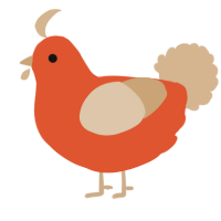 A vermilion and beige chicken