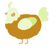 A ochre and apple chicken with a head pattern