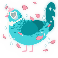 A aqua and teal chicken with a half-lace pattern
