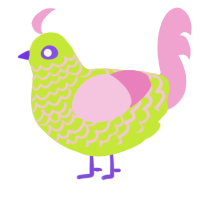 A lime and pink chicken with a lace pattern