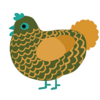 A olive and orange chicken with a lace pattern
