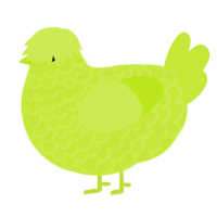 A lime chicken with a lace pattern