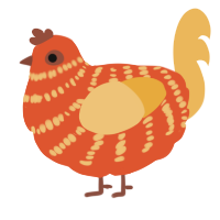 A vermilion and honey chicken with a bar pattern