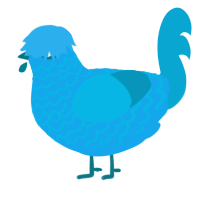A sky and cerulean chicken with a lace pattern