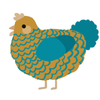 A gold and sea chicken with a lace pattern