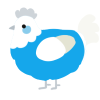 A sky and white chicken with a head pattern