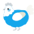A sky and white chicken with a head pattern