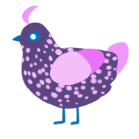 A overcast and lavender chicken with a speckle pattern