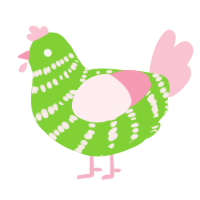 A grass and rose chicken with a bar pattern