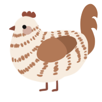 A cream and brown chicken with a bar pattern
