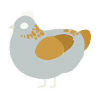 A silver and gold chicken with a neck-speckle pattern