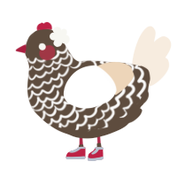A bark and cream chicken with a lace pattern