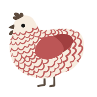 A cream and red chicken with a lace pattern