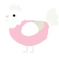A rose and white chicken with a head pattern
