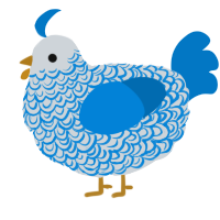 A mist and sapphire chicken with a double-lace pattern