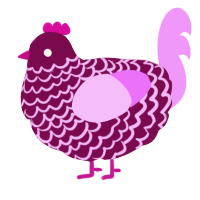 A wine and lavender chicken with a lace pattern