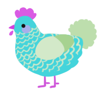 A aqua and gluppy chicken with a lace pattern