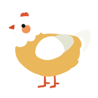 A honey and white chicken with a head pattern