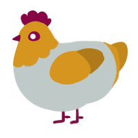 A silver and ochre chicken with a head pattern