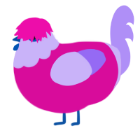 A fuchsia and lilac chicken with a head pattern
