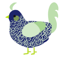 A navy and gluppy chicken with a double-lace pattern