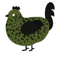 (unnamed), a olive and black chicken with a speckle pattern