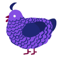 A blurple and navy chicken with a lace pattern