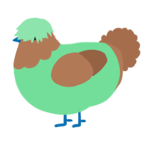 A spring and brown chicken with a head pattern