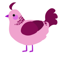 A pink and wine chicken with a neck-band pattern