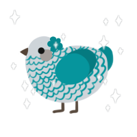 A mist and teal chicken with a lace pattern