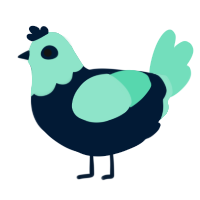 A tumblr and mint chicken with a head pattern