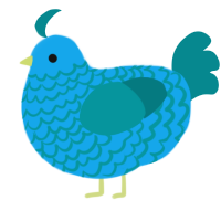A sky and teal chicken with a lace pattern