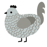 A silver and ash chicken with a lace pattern