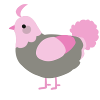 A ash and pink chicken with a head pattern