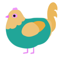 A turquoise and honey chicken with a head pattern