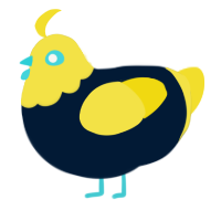 A tumblr and yellow chicken with a head pattern