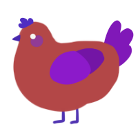 A red and violet chicken