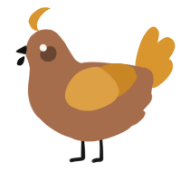 A brown and orange chicken