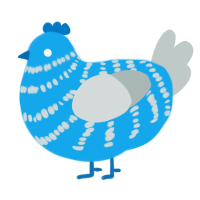 A sky and silver chicken with a bar pattern