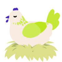 A cream and lime chicken with a neck-speckle pattern
