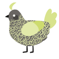 A grey and lemon chicken with a double-lace pattern