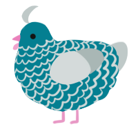 A sea and silver chicken with a lace pattern