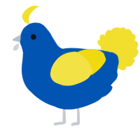 A ultramarine and yellow chicken