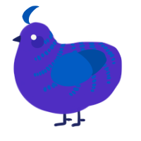 A indigo and ultramarine chicken with a half-bar pattern