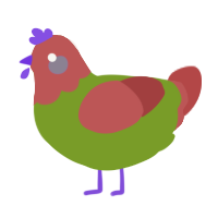 A chartreuse and red chicken with a head pattern