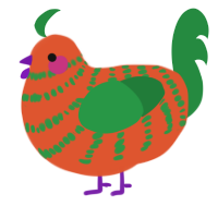 A vermilion and viridian chicken with a bar pattern