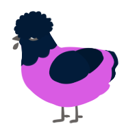 A orchid and tumblr chicken with a head pattern