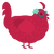 Scarlette, a crimson chicken with a speckle pattern